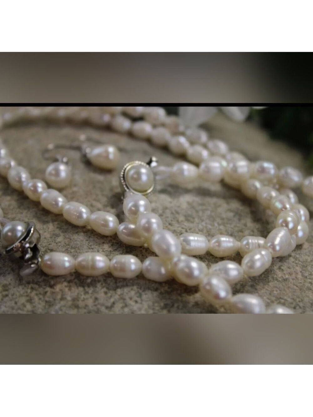 Freshwater pearl 22 Inch Necklace, Bracelet & Pierced Earring SET NWOT